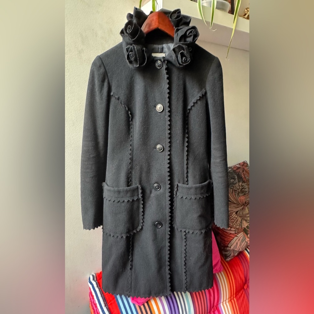 Moschino cheap and chick Black wool midi coat. Size 4